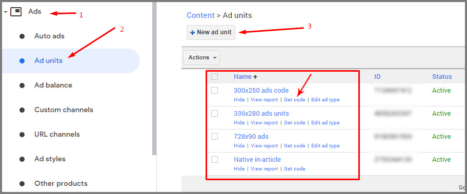 ad unity creation in adsense account